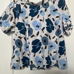 Ann Taylor Factory Blue Floral Blouse